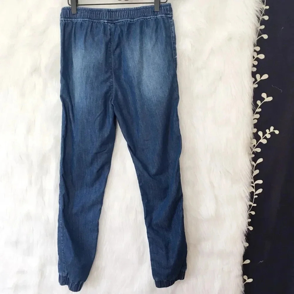 EXPRESS Chambray High Waist Drawstring Joggers - Picture 2 of 5